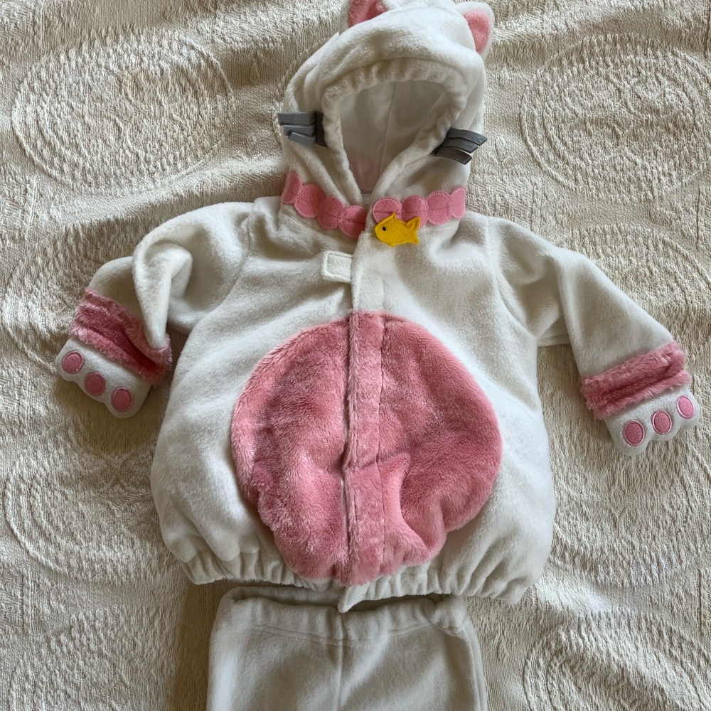Old Navy White and Pink Plush Cat Costume for Kids